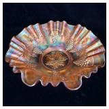 Vintage Fenton Carnival Glass Marigold Ruffled