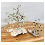 (2) Handcrafted Jade & Hematite Wire Stem Bonsai>