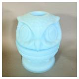 Fenton Satin Blue Owl Fairy Lamp 4.5'