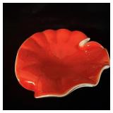 Vintage Murano Ruby Red Cased Glass Ruffled Bowl