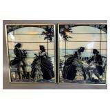 Antique courting couple bubble glass silhouettes >