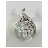 Silver Tone Rhinestone Peacock Paperweight