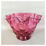 Diana Glass Cranberry Thumbprint Handkerchief Vase