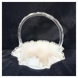 Fenton Silver Crest White Milk Glass Basket 8'