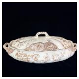 Antique English Brown Transferware Covered >
