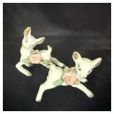 (2) Vintage Porcelain Chase Japan Baby Deer 3.5'