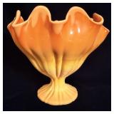 LE Smith Bittersweet Orange Slag Glass Compote 7'