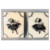 (2) Vintage Reverse Painted Silhouette Bubble >