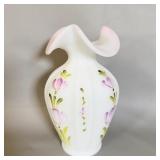 Fenton Handpainted Rosalene Ruffle Rim Vase >