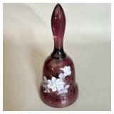 Fenton Handpainted Amethyst Purple Glass Bell 4.5'