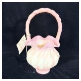 Fenton Pink Burmese Basket 9.5'
