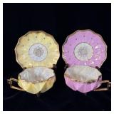 (2) Vintage Royal Sealy China Pink/Gold Yellow/ >