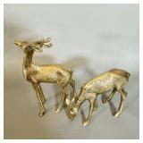 (2) Brass Deer Figurines 4.5' & 3'