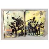 Vintage Reverse Glass Silhouette Bubble Glass >