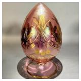 Vintage pink Egyptian hand blown gold etched egg
