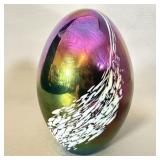 Vintage Iridescent Volcanic Ash Egg Paperweight 4'