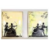 (2) Vintage Reverse Painted Archery Silhouette >