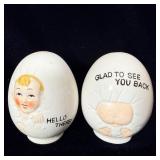 Vintage Hello There Baby Egg Salt & Pepper Shakers