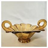 Viking Amber Glass Double Handle Pedestal Bowl 6'