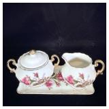 VintageRoyal Sealy Moss Rose Cream & Sugar Set