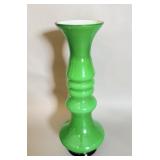 Vintage Scandinavian Green Cased Glass Hoop Vase >
