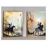 Vintage Reverse Painted Silhouette Bubble Glass >