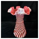 Fenton Glass Spiral Optic Cranberry Opalescent