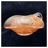 Vintage Dugan Carnival Glass Nappy Dish Leaf Rays>
