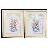 (2) Signed vintage floral wall art by Paul