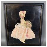 Vintage Paper Doll Ribbon Lady Girl Art Lace >