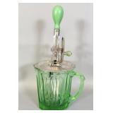 Vintage A&J Green Uranium Glass Hand Mixer