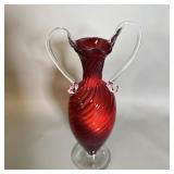 Barovier & Toso Murano Glass Ruby Red Amphora Vase