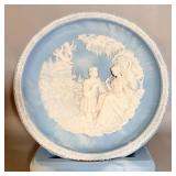 Vintage Incolay Stone Cameo Plate & Stand 9.5'