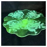 Vintage Paden City Green Uranium Glass Cake Plate>