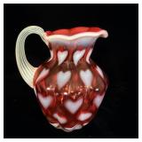 Fenton Cranberry Opalescent Heart Optic Melon >