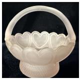 Pink Frosted glass heart design trinket dish 4ï¿½