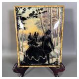 Victorian courting couple reverse painted