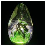 Vintage Green Swirl Spiral Egg Paperweight 5'