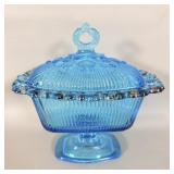 Vintage Indiana Glass Ice Blue Lace Edge Lidded >