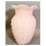 Fenton Hobnail Cased Glass Pint Ruffled Vase