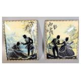 Vintage Reverse Painted Silhouette Bubble Glass >