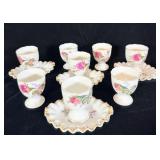 (8) Royal Sealy Moss Rose Egg Cups & 4 Scalloped >