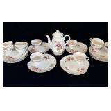 24pc Moss Ross Teacups, Snack Plates and Teapot>