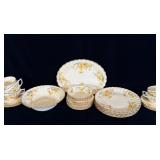28pc Limoges American YEllow Daisy 22K Gold Trim >