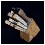 Vintage Chicago cutlery knife block set