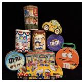 (9) Vintage M&M Collector Tins & Lunchbox