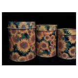 (3) Vintage Decorative Sunflower Nesting Tins