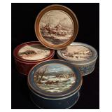 (4) Vintage Currier & Ives Cookie Collector Tins