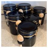6pc Black Canister Set