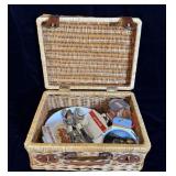 Picnic basket w/New Plates, Utensils, Solar Light>